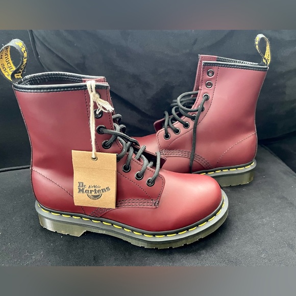 Cherry Red 1460 Smooth Leather Lace Up Boots - Picture 5 of 7